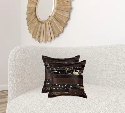 Homezia 18" X 18" X 5" Gold And Chocolate Pillow 2 Pack