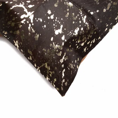 Homezia 18" X 18" X 5" Gold And Chocolate Quattro Pillow 2 Pack