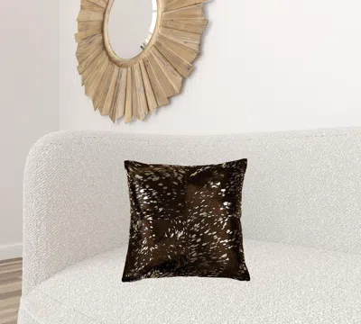 Homezia 18" X 18" X 5" Gold And Chocolate Quattro Pillow