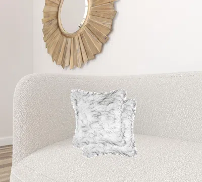 Homezia 18" X 18" X 5" Gradient Gray Faux Fur 2pack Pillow