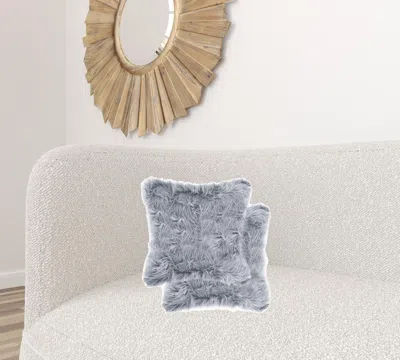 Homezia 18" X 18" X 5" Grey Faux Fur Pillow 2 Pack