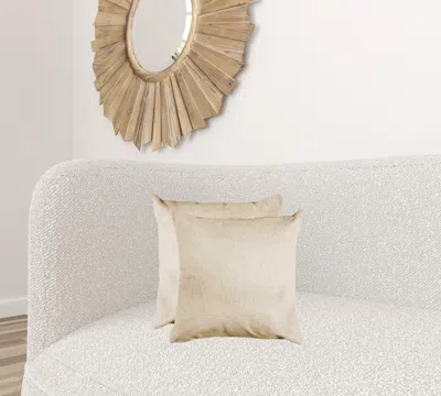 Homezia 18" X 18" X 5" Natural Torino Cowhide Pillow 2 Pack