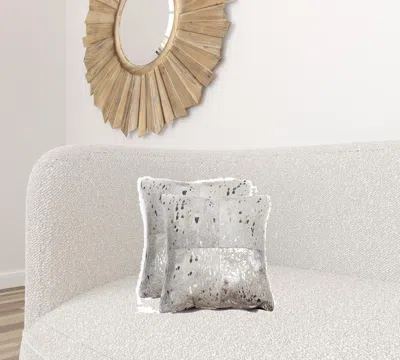 Homezia 18" X 18" X 5" Silver And Gray Quattro Pillow 2 Pack