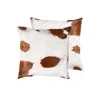Homezia 18" X 18" X 5" White And Brown Cowhide Pillow 2 Pack
