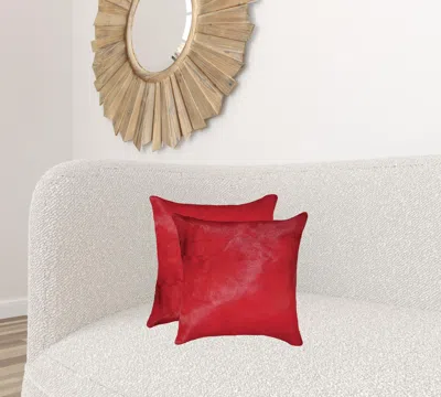 Homezia 18" X 18" X 5" Wine Cowhide Pillow 2 Pack