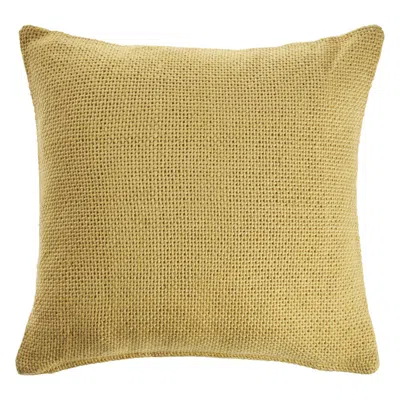Homezia 18" X 18" Yellow 100% Cotton Zippered Pillow In Gray