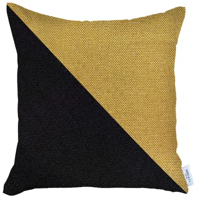 Homezia 18" X 18" Yellow And Black Geometric Zippered Handmade Polyester Throw Pillow Cover
