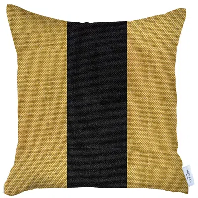 Homezia 18" X 18" Yellow And Black Geometric Zippered Handmade Polyester Throw Pillow Cover