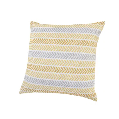 Homezia 18" X 18" Yellow And White Chevron Cotton Zippered Pillow