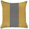 Homezia 18" X 18" Yellow And White Houndstooth Zippered Handmade Polyester Throw Pillow Cover