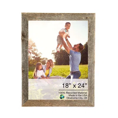 Homezia 18" X 24" Rustic Farmhouse Gray Wood Frame In Brown