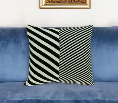 Homezia 18" X 5" X 18" Transitional White & Black Pillow Cover With Poly Insert