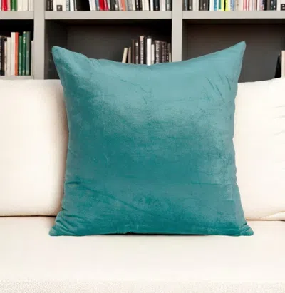 Homezia 18" X 7" X 18" Transitional Aqua Solid Pillow Cover With Poly Insert In Green