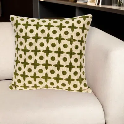 Homezia 18" X 7" X 18" Transitional Beige Printed Pillow Cover With Poly Insert In Neutral