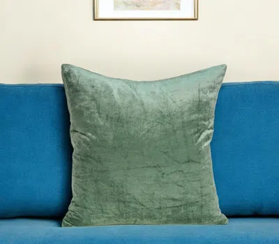 Homezia 18" X 7" X 18" Transitional Green Solid Pillow Cover With Poly Insert