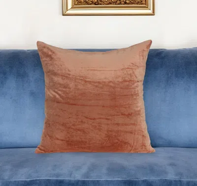 Homezia 18" X 7" X 18" Transitional Orange Solid Pillow Cover With Poly Insert In Brown