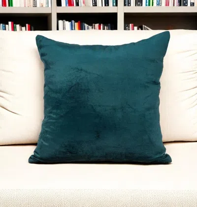 Homezia 18" X 7" X 18" Transitional Teal Solid Pillow Cover With Poly Insert In Green