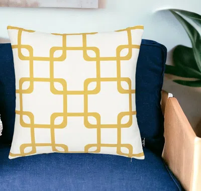 Homezia 18" Yellow And White Throw Pillow Cover In Neutral