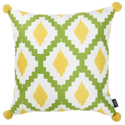 Homezia 18" Yellow And White Throw Pillow Cover In Green