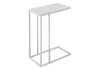 Homezia 18.25" X 10.25" X 24" White Metal Tempered Glass Accent Table