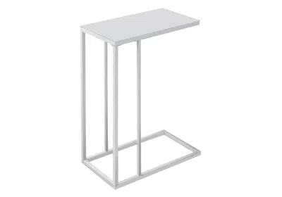Homezia 18.25" X 10.25" X 24" White Metal Tempered Glass Accent Table
