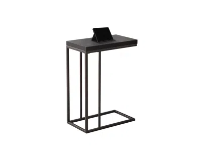 Homezia 18.25" X 10.25" X 25.25" Cappuccino Particle Board Metal Accent Table In Black