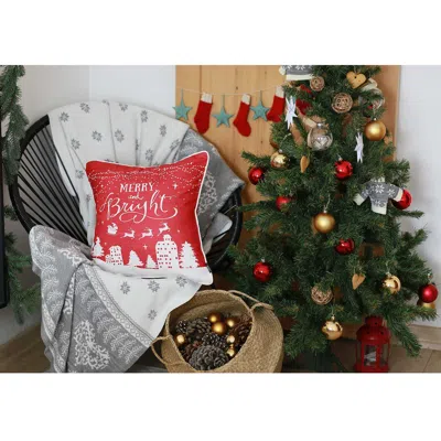 Homezia 18"x18" Red Printed Christmas Decorative Throw Pillow Cover
