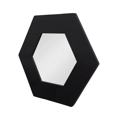 Homezia 19" Black Hexagon Framed Accent Mirror