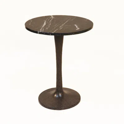 Homezia 19" Black Marble Round End Table