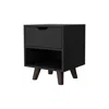 Homezia 19" Black One Drawer Faux Wood Nightstand