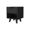 Homezia 19" Black One Drawer Faux Wood Nightstand