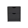 Homezia 19" Black Two Drawer Faux Wood Nightstand