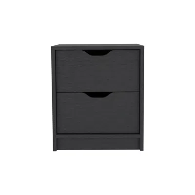 Homezia 19" Black Two Drawer Faux Wood Nightstand