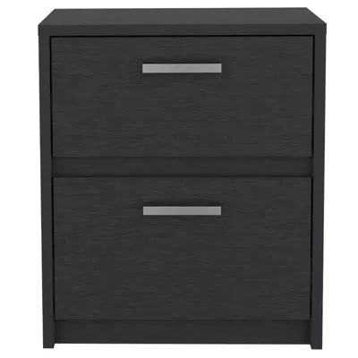 Homezia 19" Black Two Drawer Faux Wood Nightstand