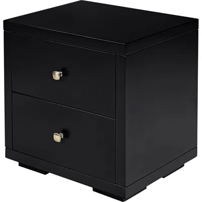 Homezia 19" Black Two Drawer Nightstand