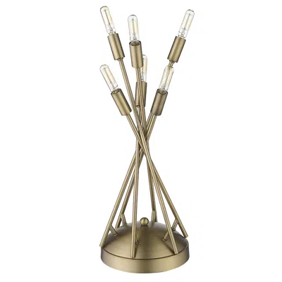 Homezia 19" Brass Metal Six Light Table Lamp In Brown