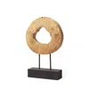 Homezia 19" Brown And Black Wood Log Cross Section Tabletop Sculpture