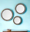 Homezia 19" Brown Wood And Black Metal Frame Wall Mirror
