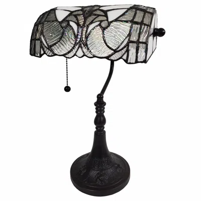 Homezia 19" Dark Brown Candlestick Table Lamp With White Shade In Black