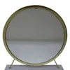 Homezia 19" Faux Fur, Mirror, White & Brass Finish Round Makeup Shaving Tabletop Mirror
