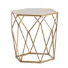 Homezia 19" Gold And Reflective Glass Hexagon Mirrored End Table