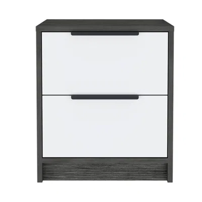 Homezia 19" Gray Two Drawer Faux Wood Nightstand