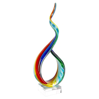 Homezia 19" Rainbow Murano Glass Modern Abstract Tabletop Sculpture In Multi