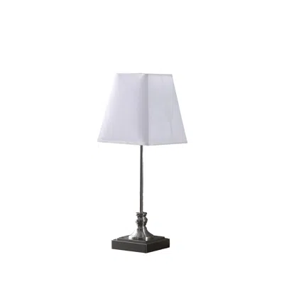 Homezia 19" Silver Bedside Table Lamp With White Empire Shade