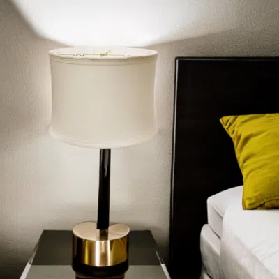 Homezia 19" Snow Drum Trimmed Linen Lampshade In Multi