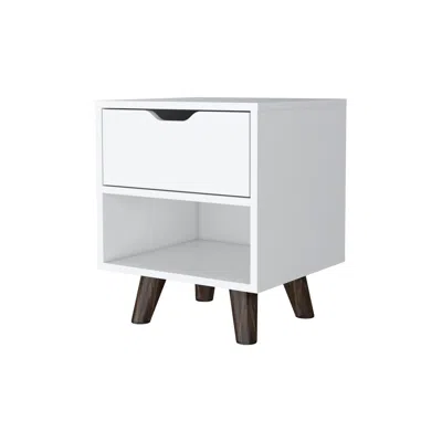 Homezia 19" White One Drawer Faux Wood Nightstand