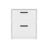 Homezia 19" White Two Drawer Faux Wood Nightstand