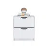 Homezia 19" White Two Drawer Faux Wood Nightstand