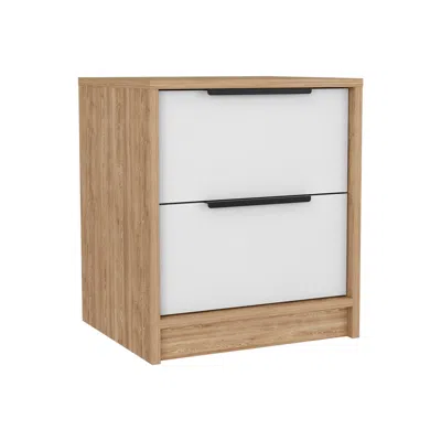 Homezia 19" White Two Drawer Faux Wood Nightstand