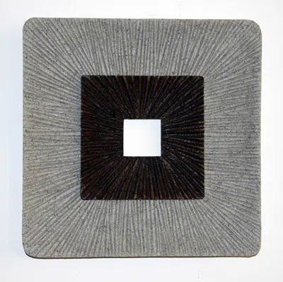 Homezia 19" X 19" X 2.5" Modern Brown And Gray Ribbed Square Wall Art